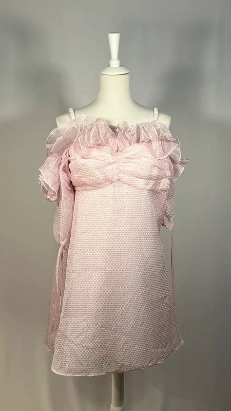 Mini robe à volants rose