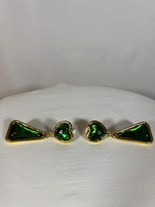 Boucles d’oreilles plaqué or et vertes