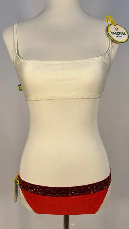 Bikini dépareillé rouge et blanc