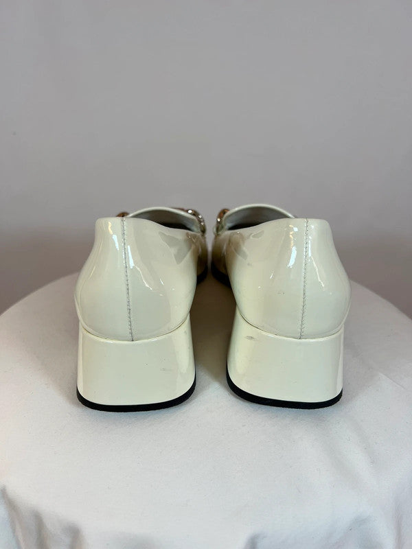 Mocassins en cuir à talonnettes blancs