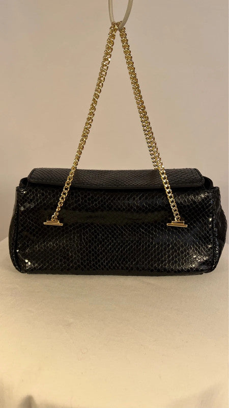 Petit sac en cuir embossé serpent noir