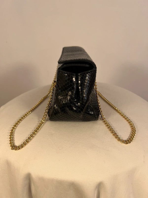 Petit sac en cuir embossé serpent noir