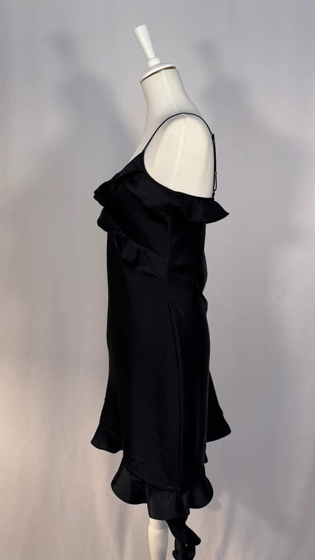 Robe en satin botanical noire