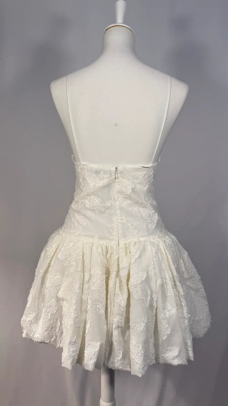 Robe ballon texturé blanche