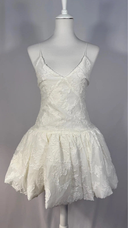 Robe ballon texturé blanche