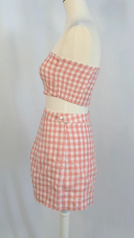 Bandeau Paige + Short Perry à carreaux blanc et rose