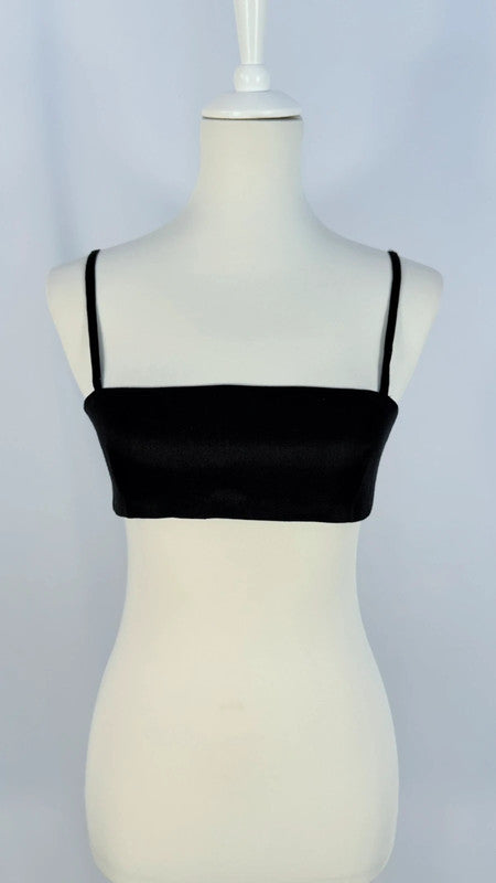 Crop top en lin noir