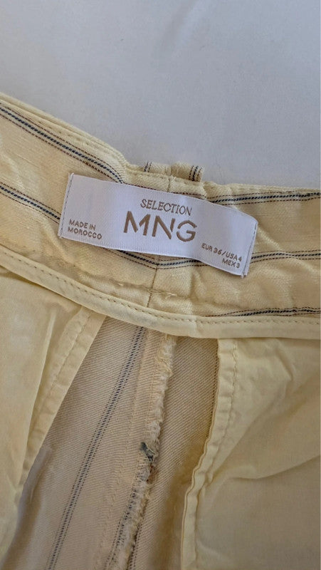 Pantalon en lin à rayures jaune