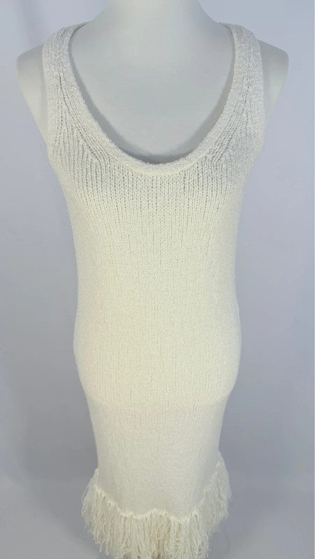 Robe pull à franges blanche