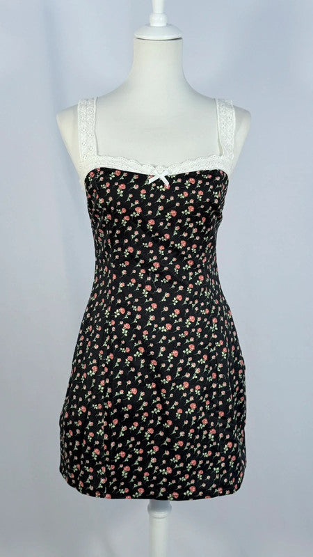 Robe mini Camille noire fleurie