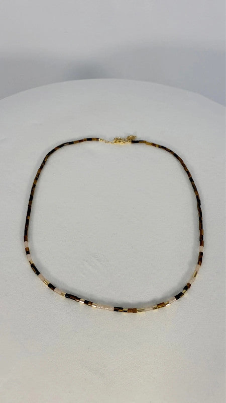 Collier Delphi multi-gemstone Beaded marron