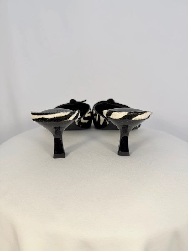 Chaussures à talons kitten en cuir imprimé zébré