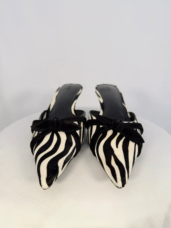Chaussures à talons kitten en cuir imprimé zébré