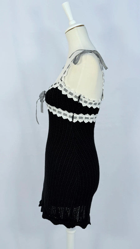 Robe courte Becky avec bordures à ruban noire - For love and lemons