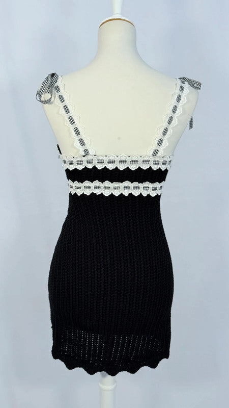 Robe courte Becky avec bordures à ruban noire - For love and lemons