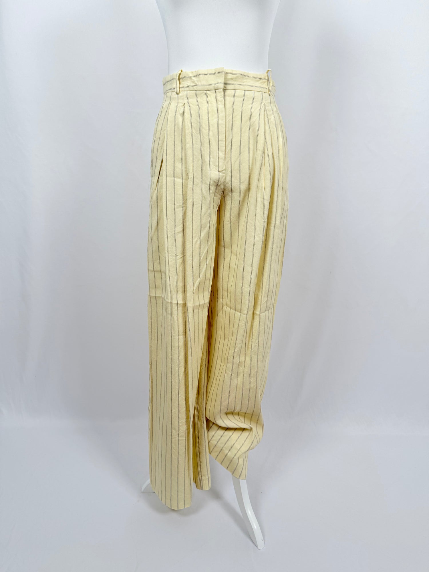 Pantalon en lin à rayures jaune