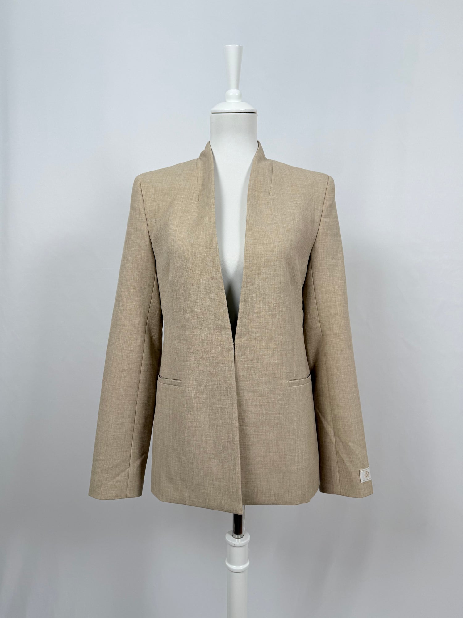 Blazer beige col châle
