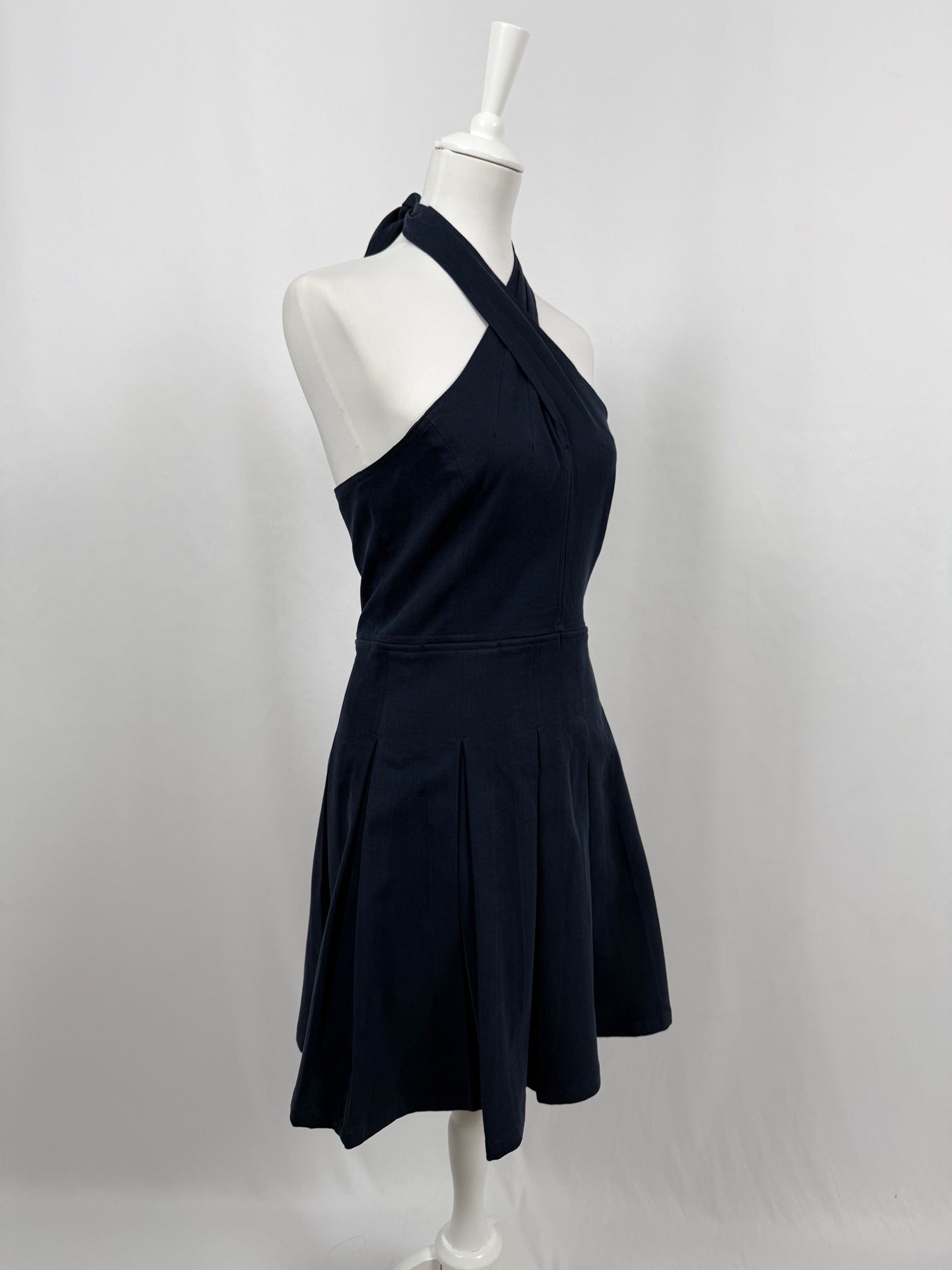 Navy blue backless mini dress