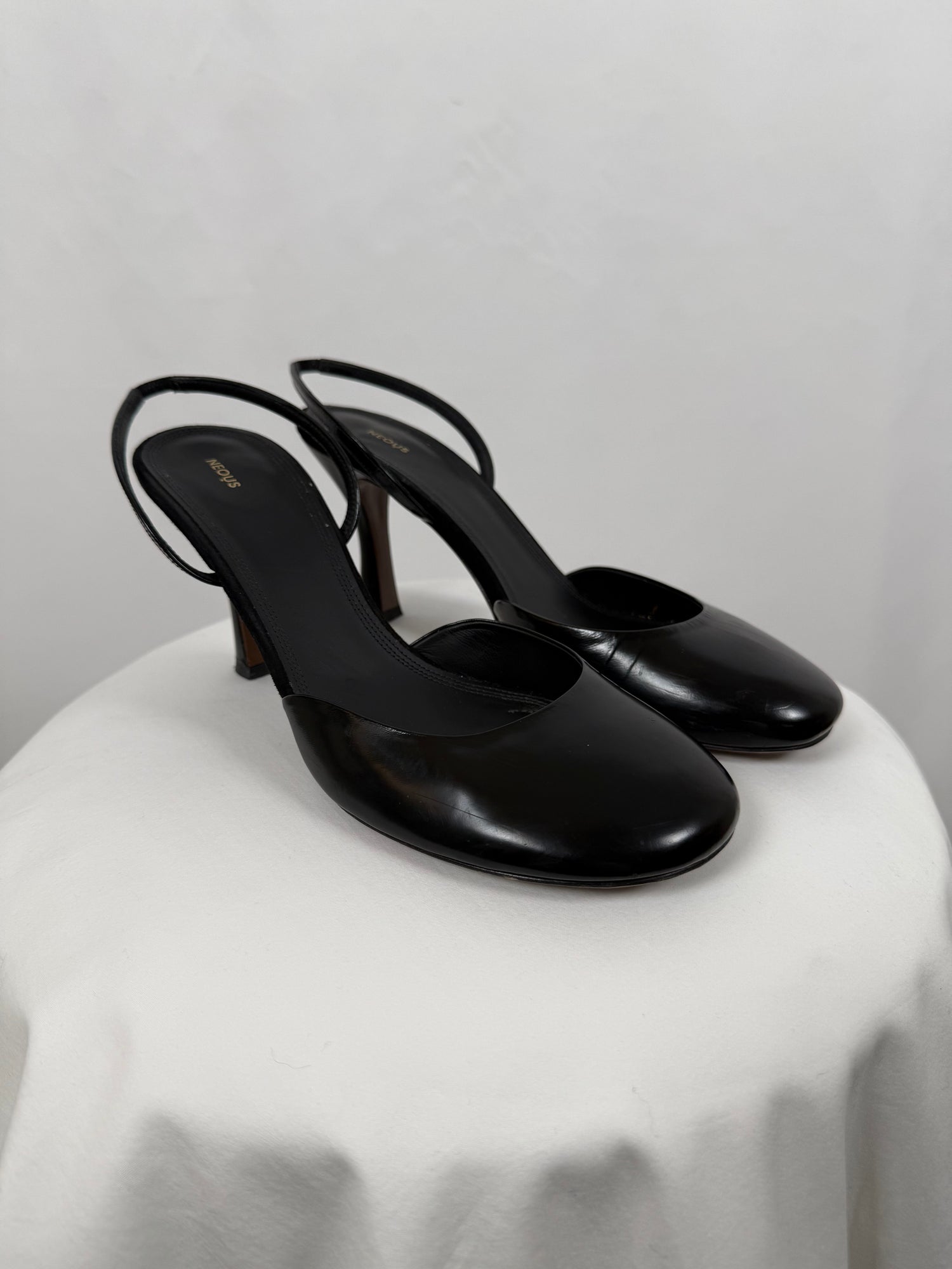 Slingbacks Baten 80mm noir en cuir
