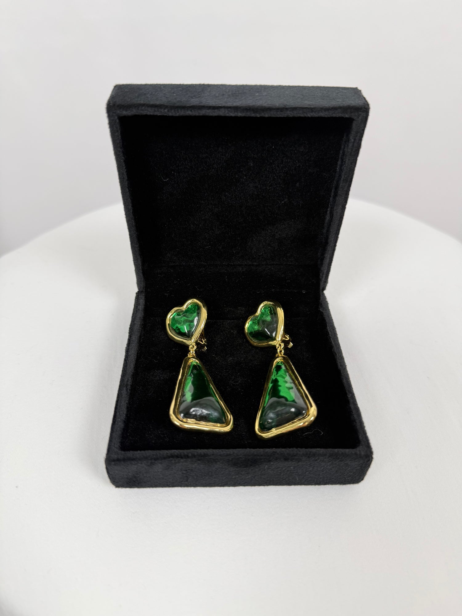Boucles d’oreilles plaqué or et vertes