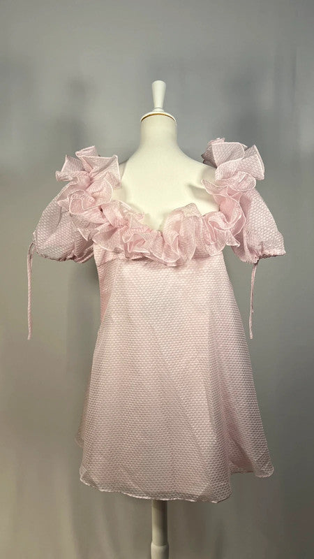 Pink ruffled mini dress