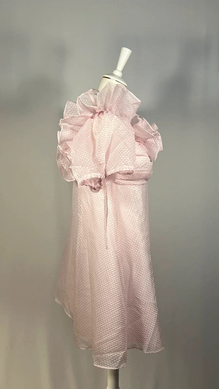 Pink ruffled mini dress