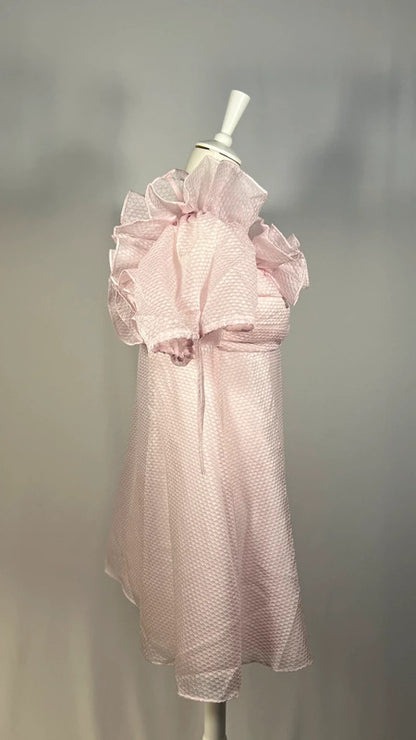 Mini robe à volants rose