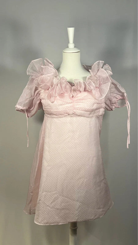 Pink ruffled mini dress