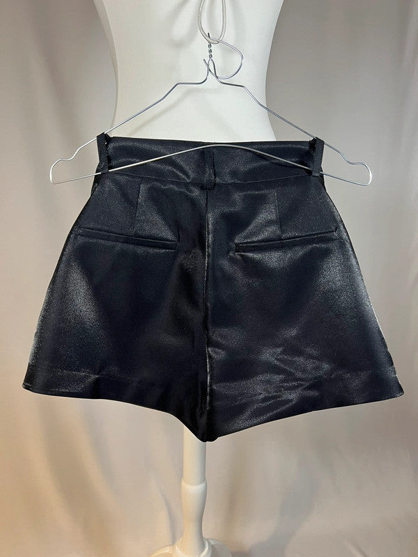Short taille haute brillant noir