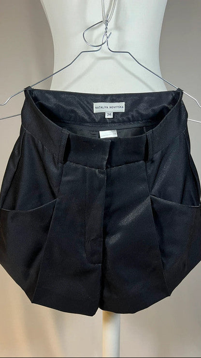 Short taille haute brillant noir