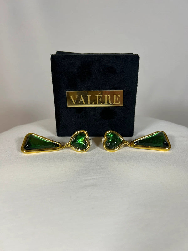 Boucles d’oreilles plaqué or et vertes