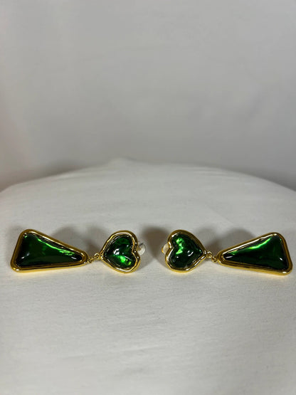 Boucles d’oreilles plaqué or et vertes