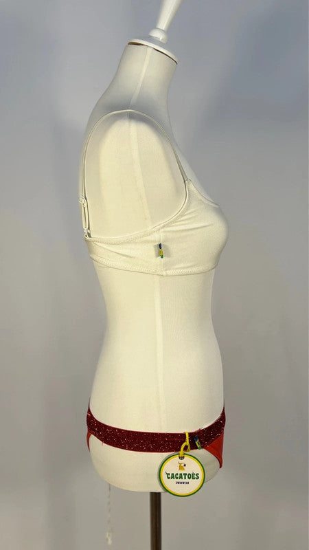 Bikini dépareillé rouge et blanc