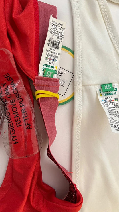 Bikini dépareillé rouge et blanc