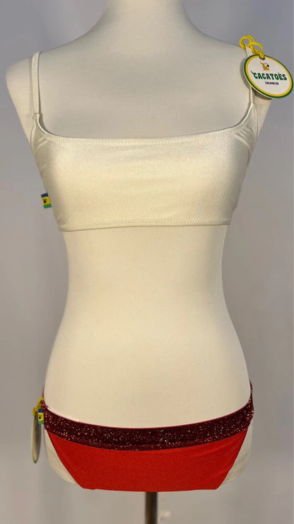 Bikini dépareillé rouge et blanc