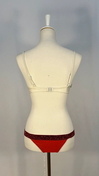 Bikini dépareillé rouge et blanc