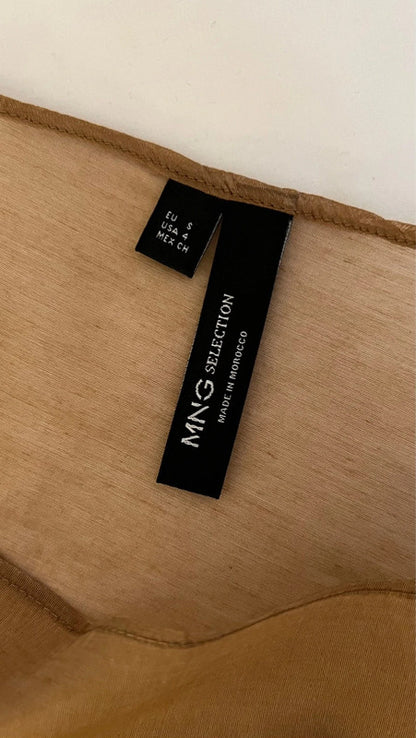 Chemisier soie col asymétrique marron