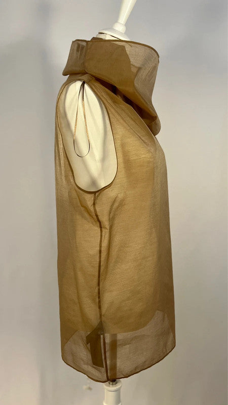 Chemisier soie col asymétrique marron