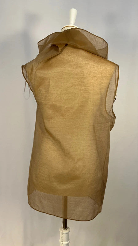 Chemisier soie col asymétrique marron