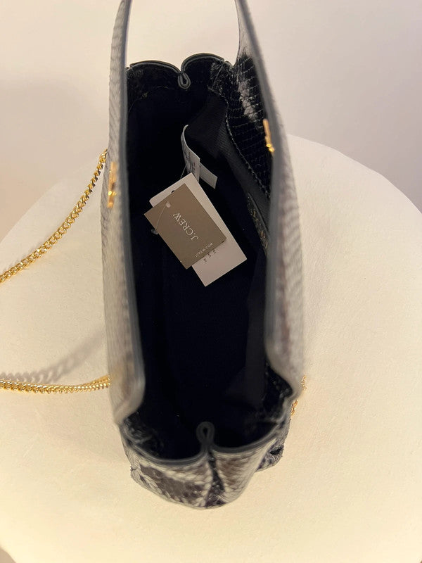 Petit sac en cuir embossé serpent noir