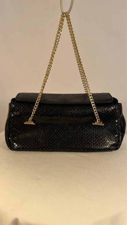 Petit sac en cuir embossé serpent noir