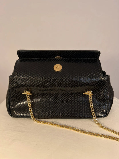Petit sac en cuir embossé serpent noir