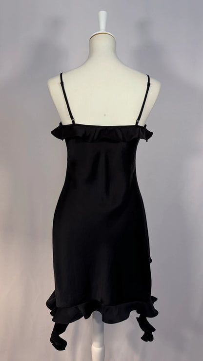 Robe en satin botanical noire