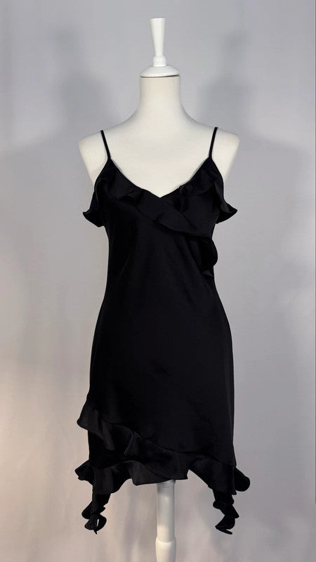 Robe en satin botanical noire