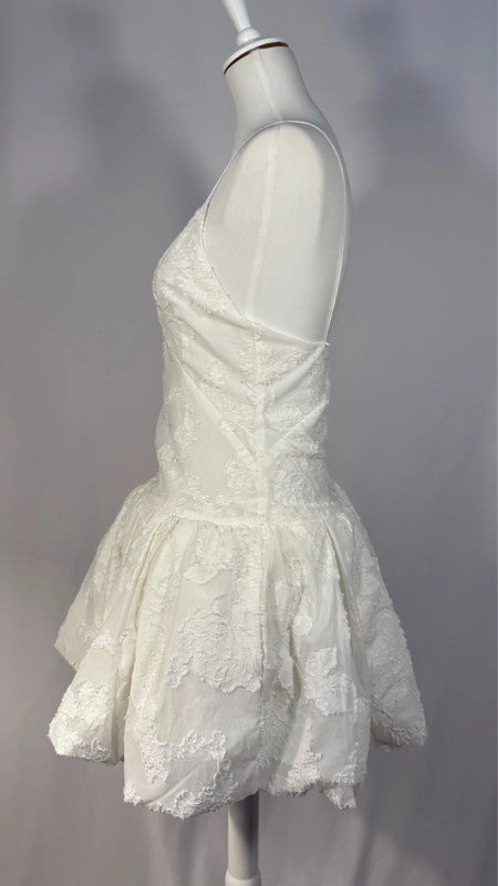 Robe ballon texturé blanche