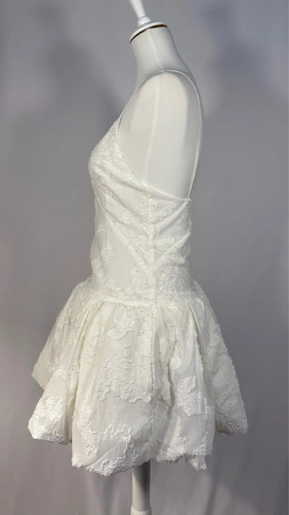 Robe ballon texturé blanche