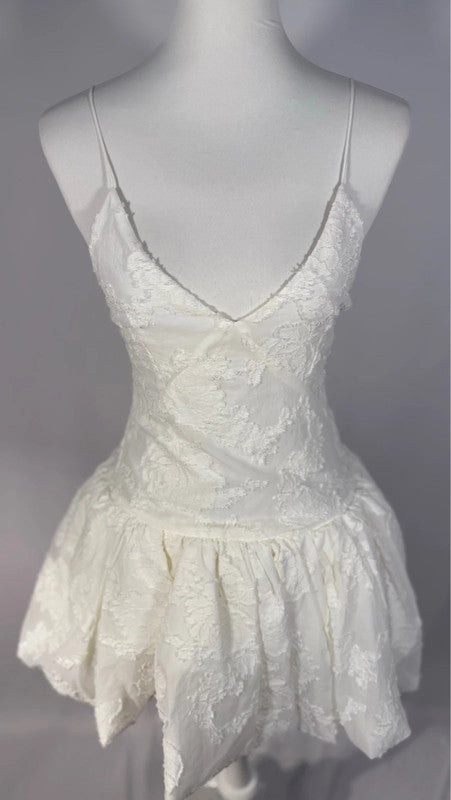 Robe ballon texturé blanche