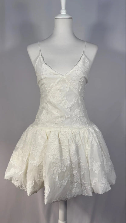 Robe ballon texturé blanche