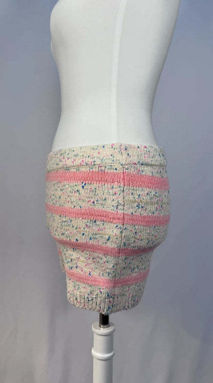 Pink and White Space-Dyed Mini Shorts