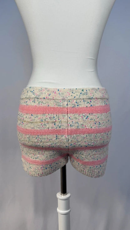 Pink and White Space-Dyed Mini Shorts